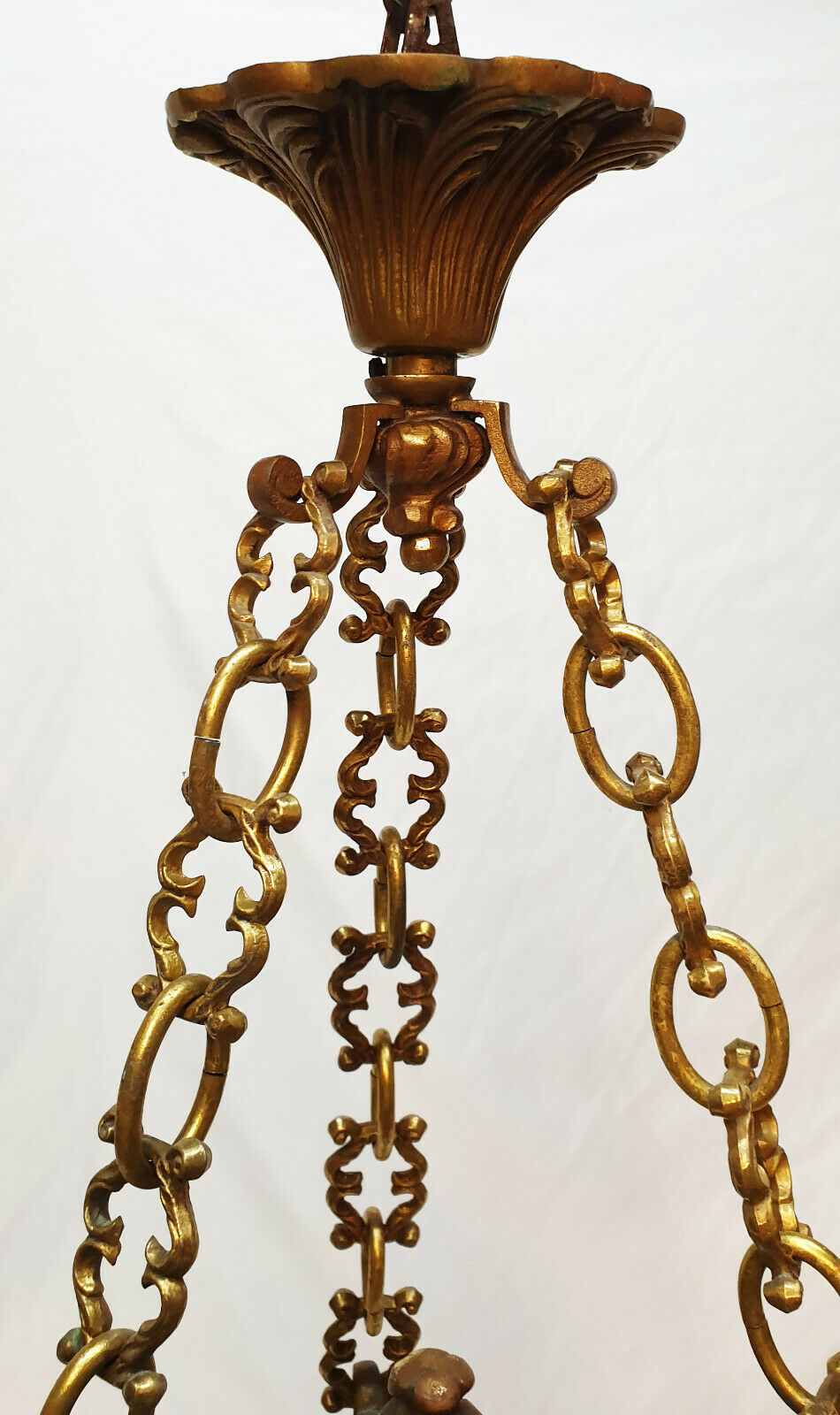 lanterne lustre d’alcôve en cristal moulé et bronze vers 1900 Baccarat