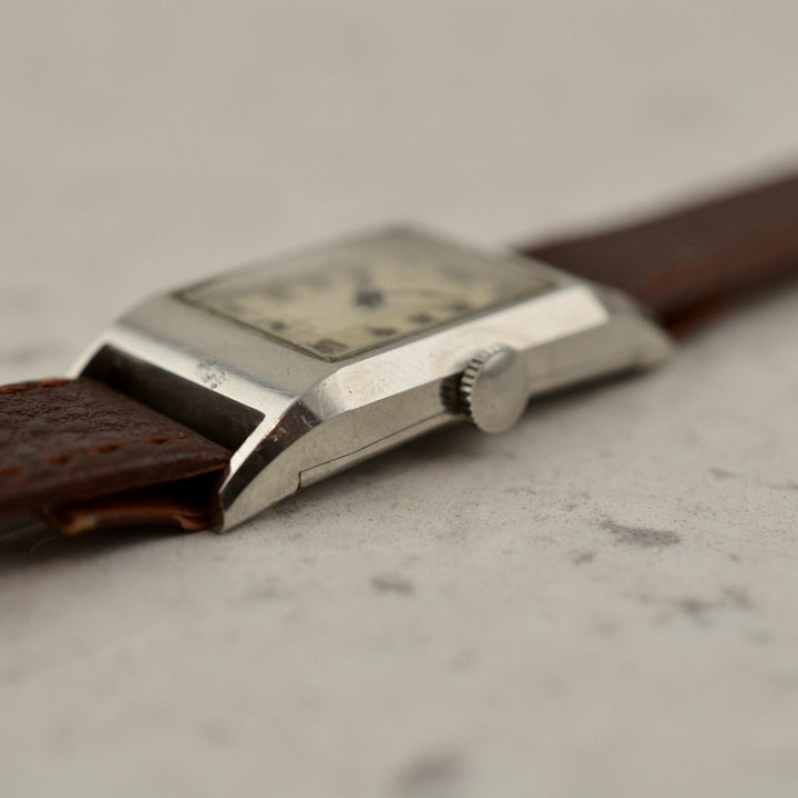 C.1930 Vintage Zenith Curvex Tank watch Breguet dial cal. 8 3/4 in steel