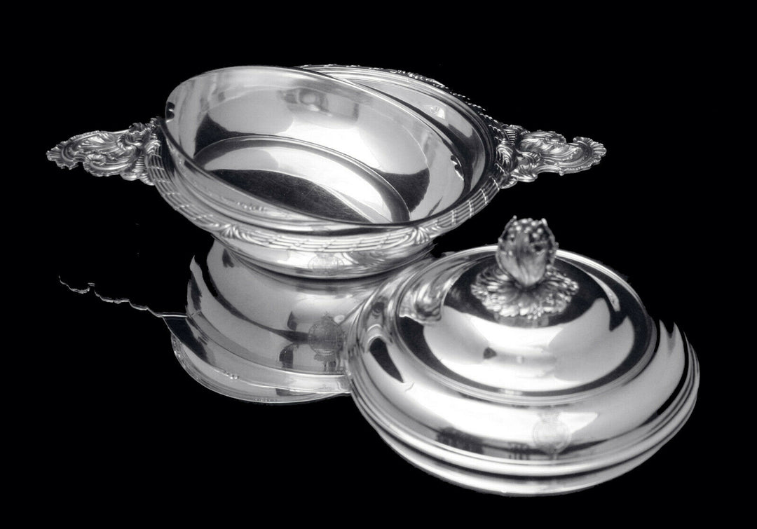 ODIOT, 2 COVERED 950 STERLING SILVER LOUIS XVI VEGETABLE SERVERS 1850-1899 BOWLS