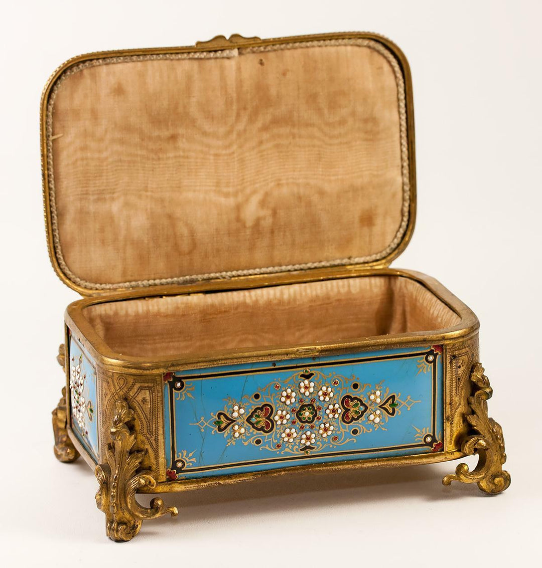 TAHAN, Paris: Antique Bressan or Severs Kiln-fired Enamel Jewelry Box, Casket