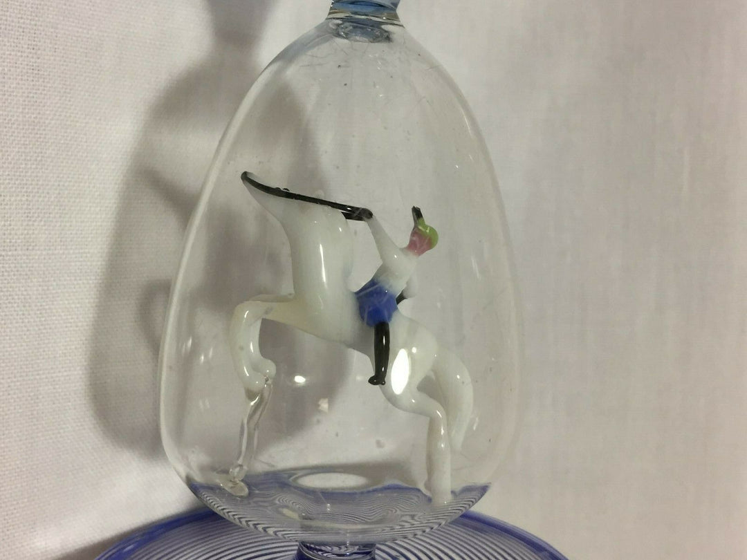 Bimini glass goblets, set of 4, polo riders, collectible, rare, art glass