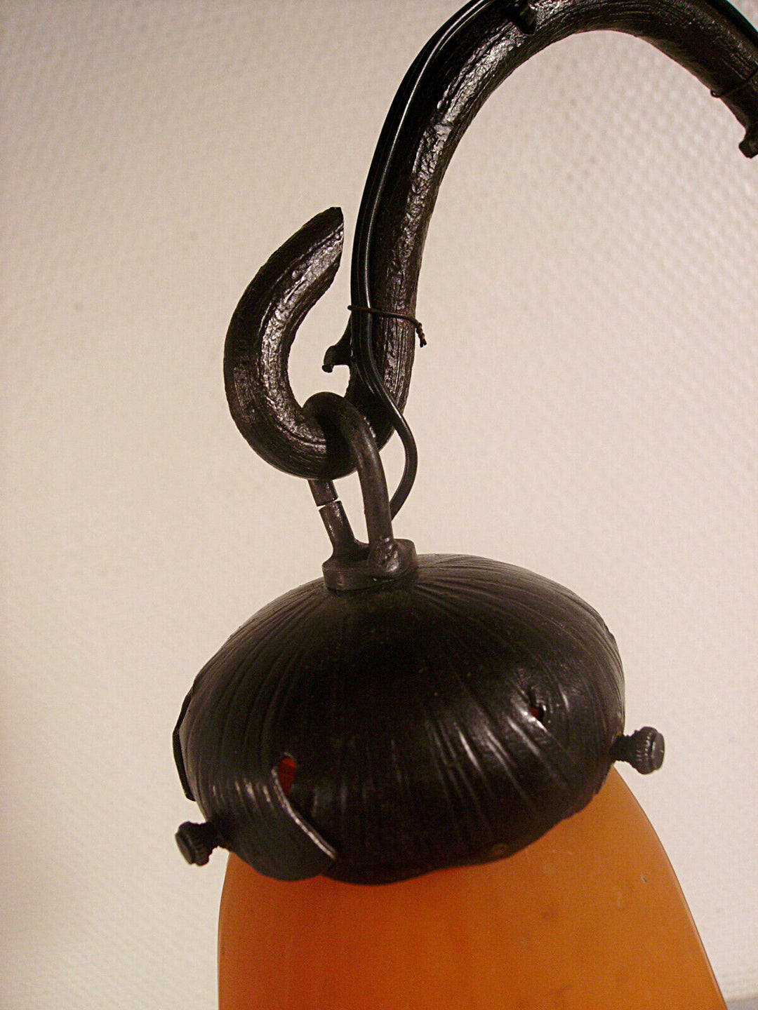 DAUM ☨ NANCY – lampe art déco en fer forgé et tulipe 1925/1930