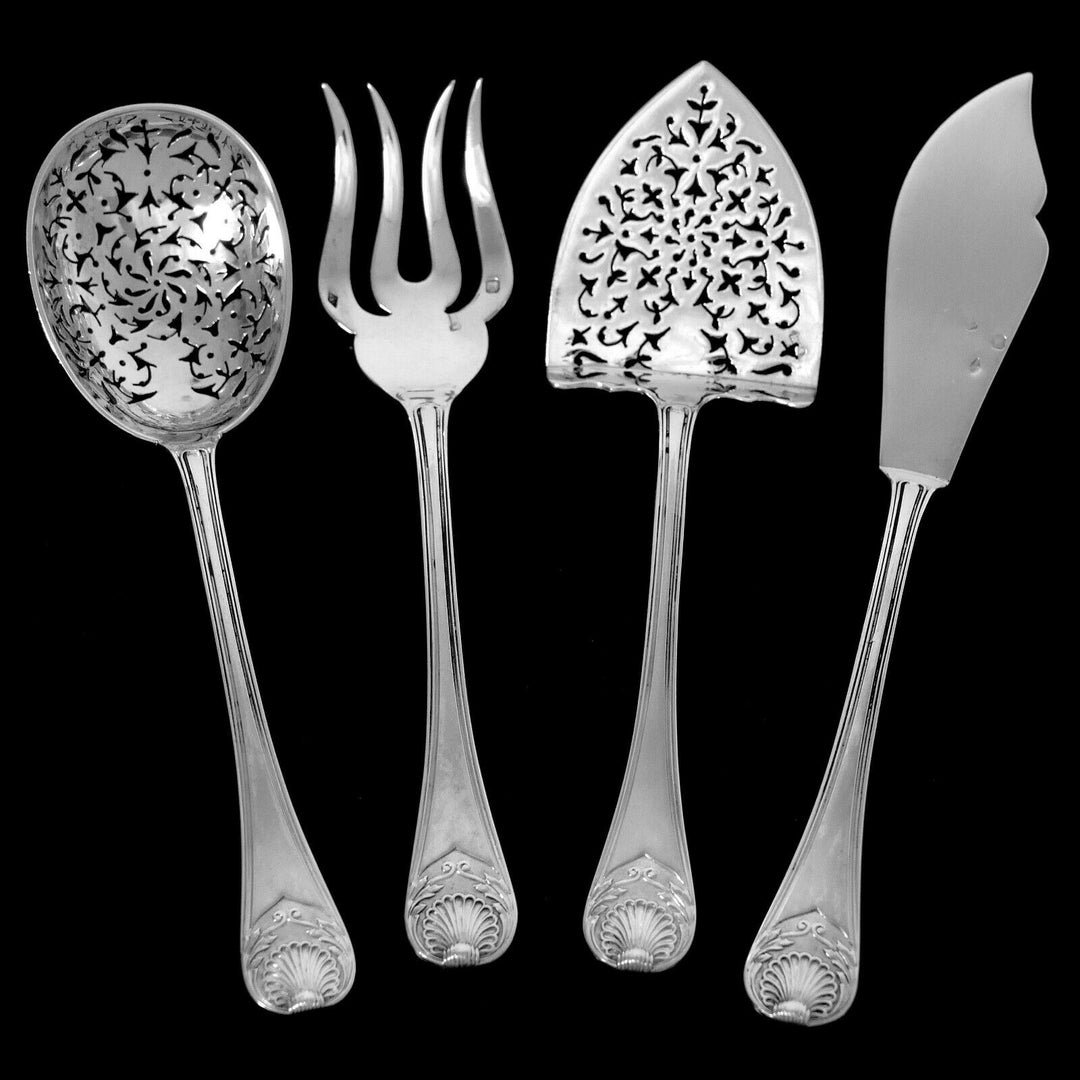 Puiforcat Rare French All Sterling Silver Dessert Hors D'oeuvre Set 4 Pc