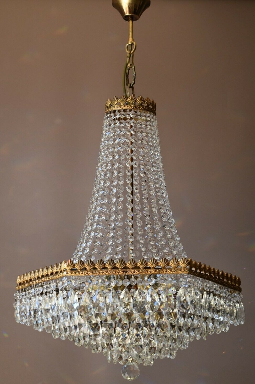 Rare Vintage Lighting French Empire Crystal Chandelier Antique Old Lamp Pendant