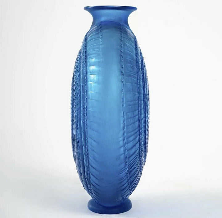 Vase Escargot René Lalique Bleu Electrique R.Lalique Electric Blue Glass Snail