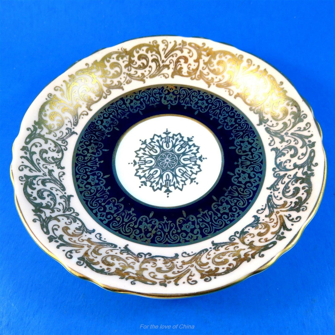 パラゴン　センターゴールドスターとピーチ＆コバルトボーダー　カップ&ソーサー