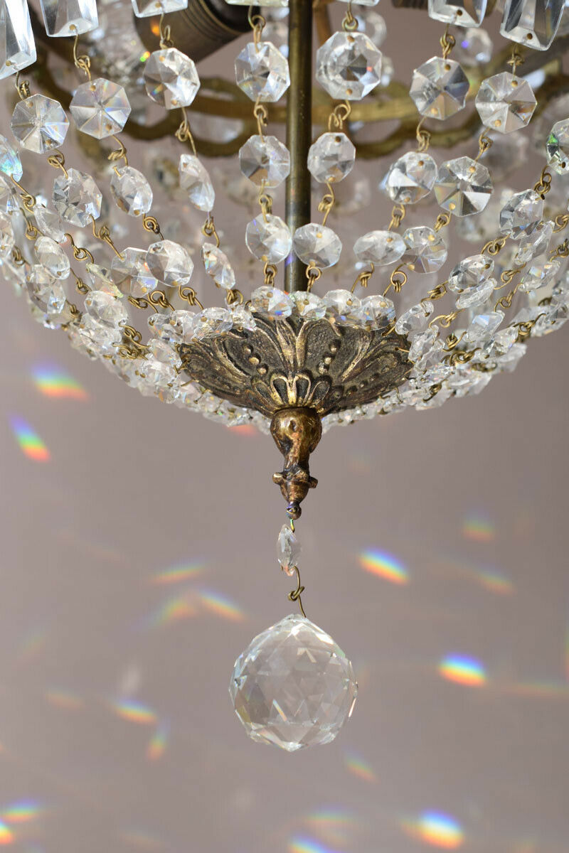 Purse Vintage Crystal Chandelier, Antique Lighting Empire Lamp Hollywood Light