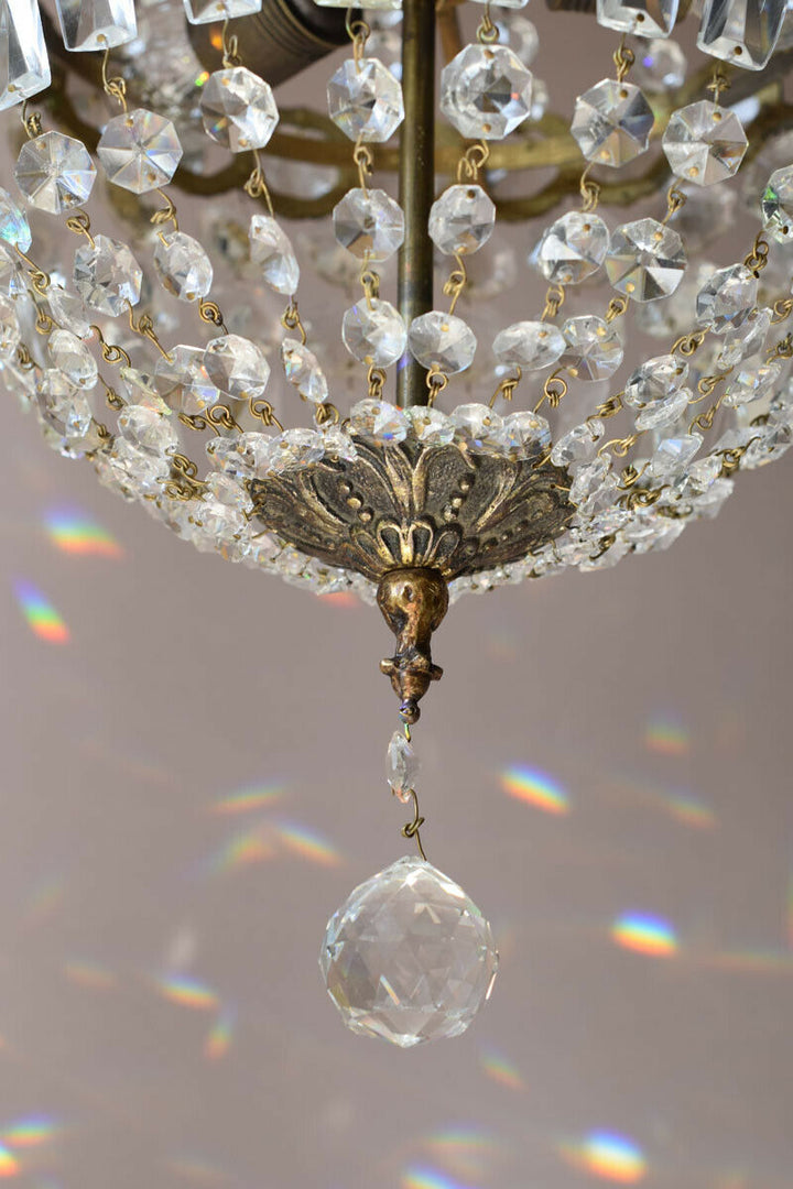 Purse Vintage Crystal Chandelier, Antique Lighting Empire Lamp Hollywood Light