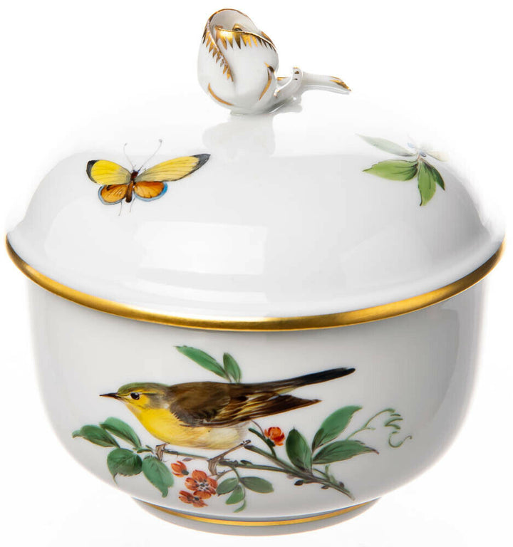 Zuckerdose Vogel- & Insektenmalerei Meissen Neuer Ausschnitt Modell 01501 1.Wahl