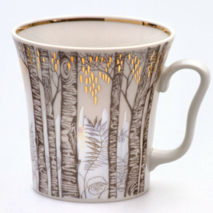 Imperial Porcelain Mug Teacup Saucer Lomonosov LFZ Russian Birches Art /12 fl oz