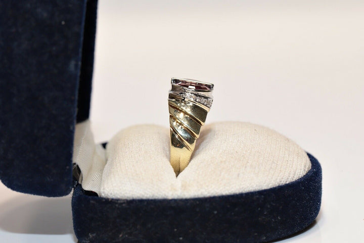 ヴィンテージ 14K ナチュラルダイヤモンド、アクアマリン、アメシストのリング