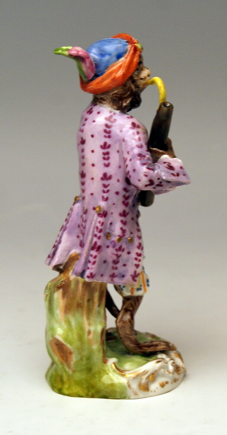 邁森 MEISSEN マイセン FIGUR AFFENKAPELLE FAGOTTIST MONKEY ORCHESTRA NR: 18 UM 1840