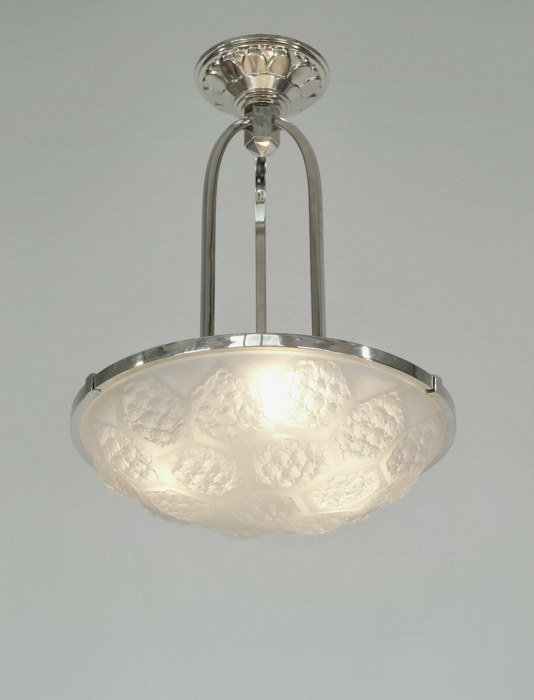 ETLING : FRENCH 1930 ART DECO CHANDELIER .......... pendant modernist lamp 1935