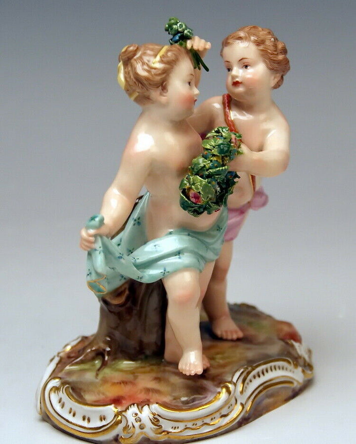 邁森 MEISSEN マイセン FIGUR AMORETTEN GRUPPE TANZENDES PAAR 2 GENIEN MNR: 2996 UM 1850