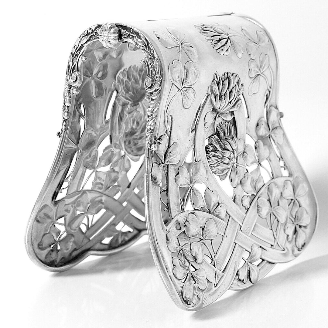 Debain French All Sterling Silver Asparagus Sandwiches Grip, Clover, Art Nouveau