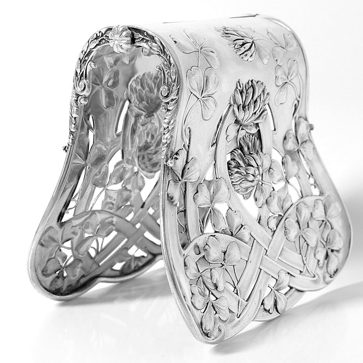 Debain French All Sterling Silver Asparagus Sandwiches Grip, Clover, Art Nouveau