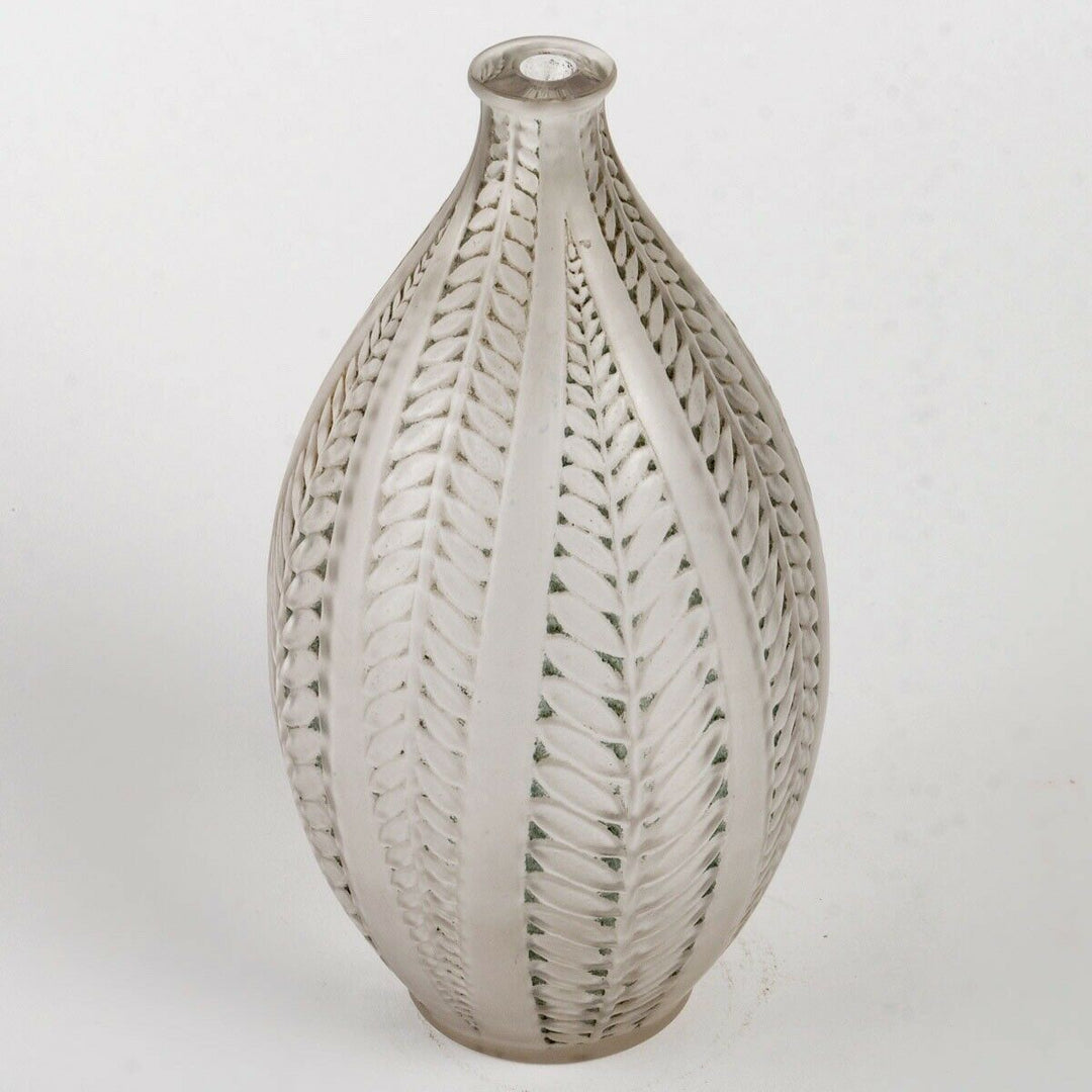 Vase Acacia Verre Patiné Vert René Lalique R.Lalique Green Stain Glass