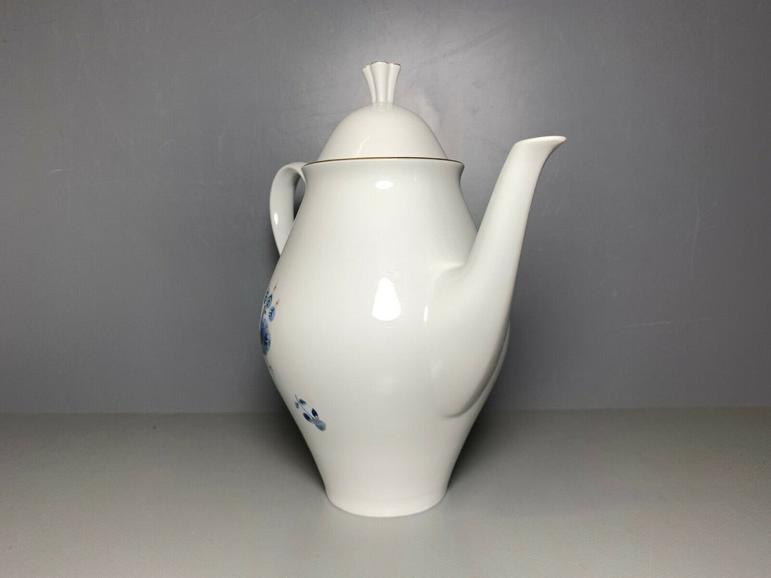 SCHÖNE MEISSEN KAFFEE KANNE TAUBEN PFAUE VÖGEL BLUMEN GOLD HEINZ WERNER 1.WAHL