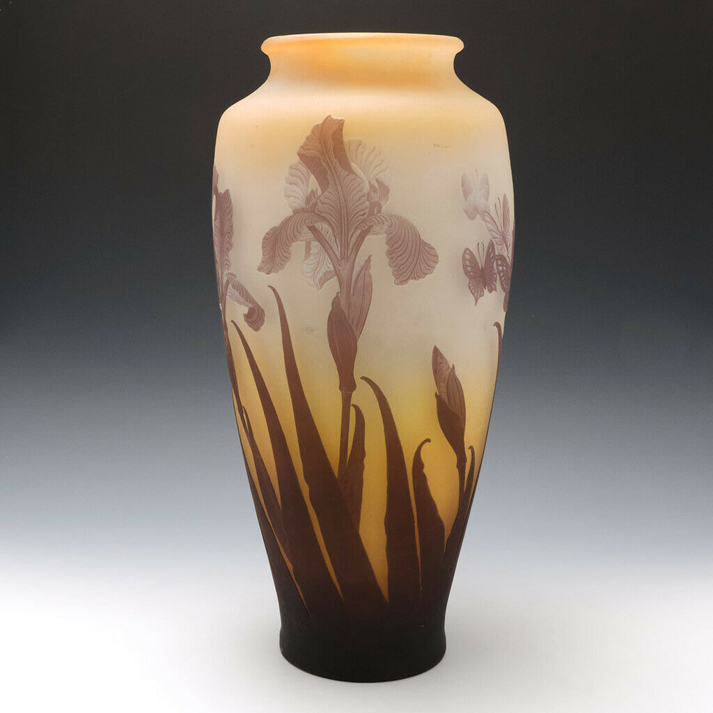 A Very Tall Galle Cameo Glass Vase c1910