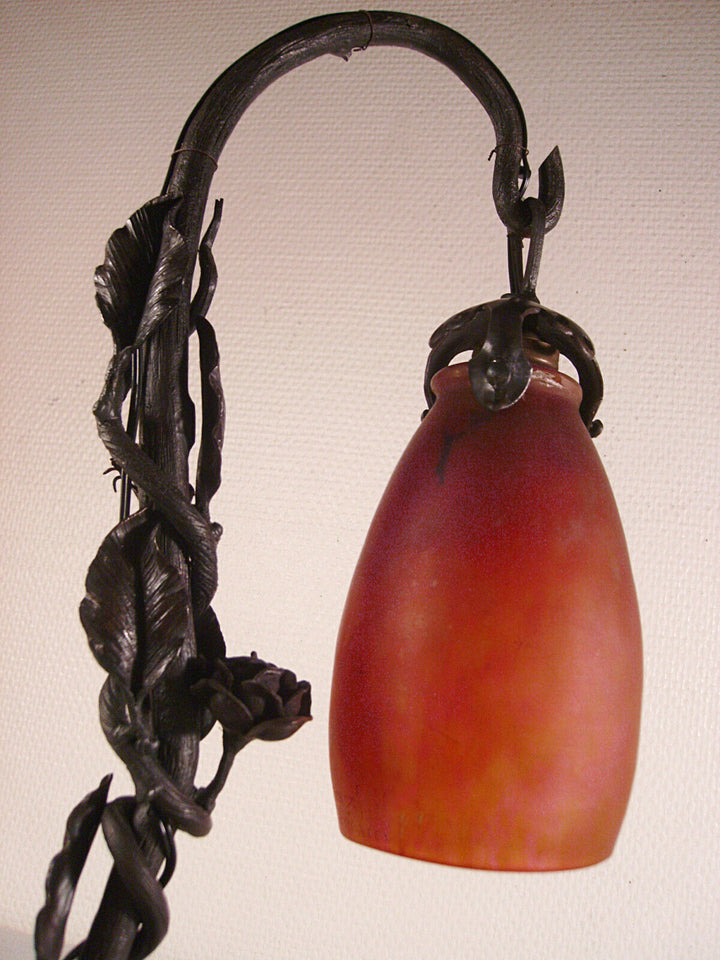 Daum nancy ☨ – art deco lamp in wrought iron and tulip 1925/1930
