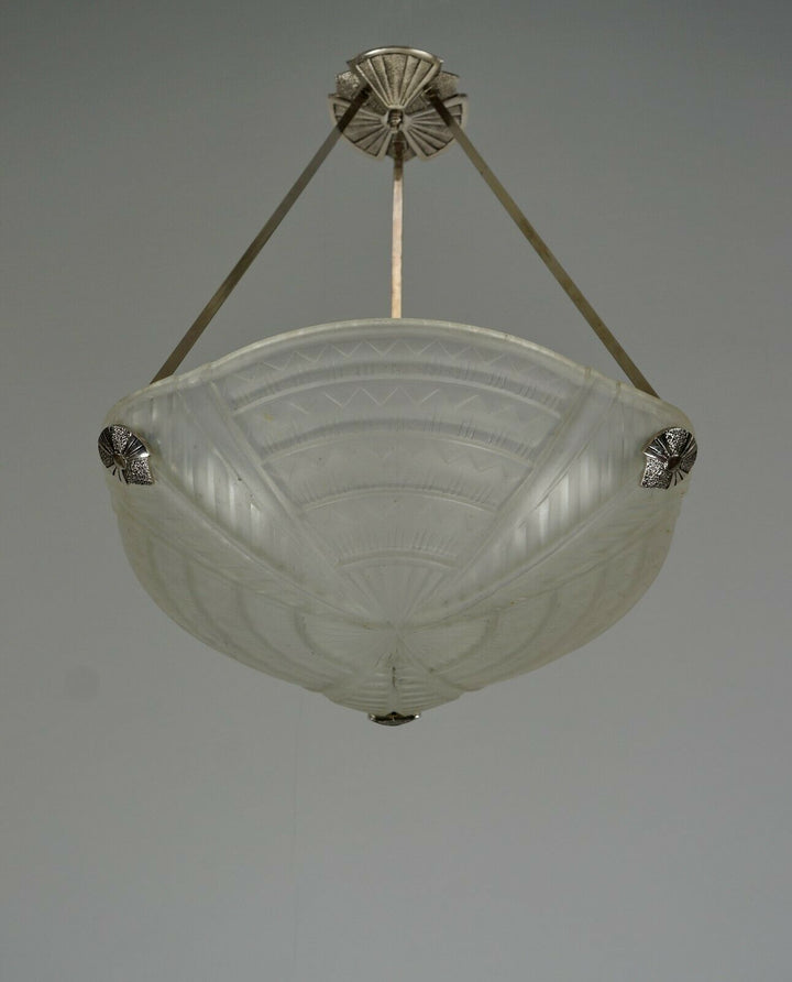 NOVERDY : FRENCH 1930 ART DECO PENDANT CHANDELIER ....... lamp muller era france