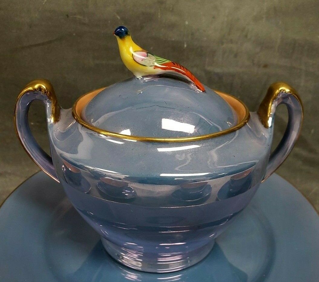 オールドノリタケ(Noritake)　鳥モチーフ　1900年代前半　ラスター技法を使ったティーセット16点