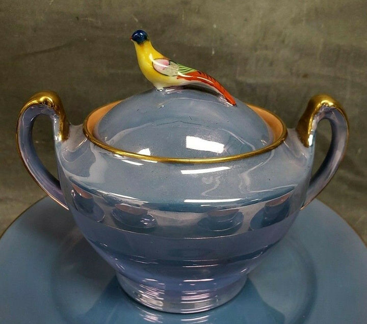オールドノリタケ(Noritake)　鳥モチーフ　1900年代前半　ラスター技法を使ったティーセット16点