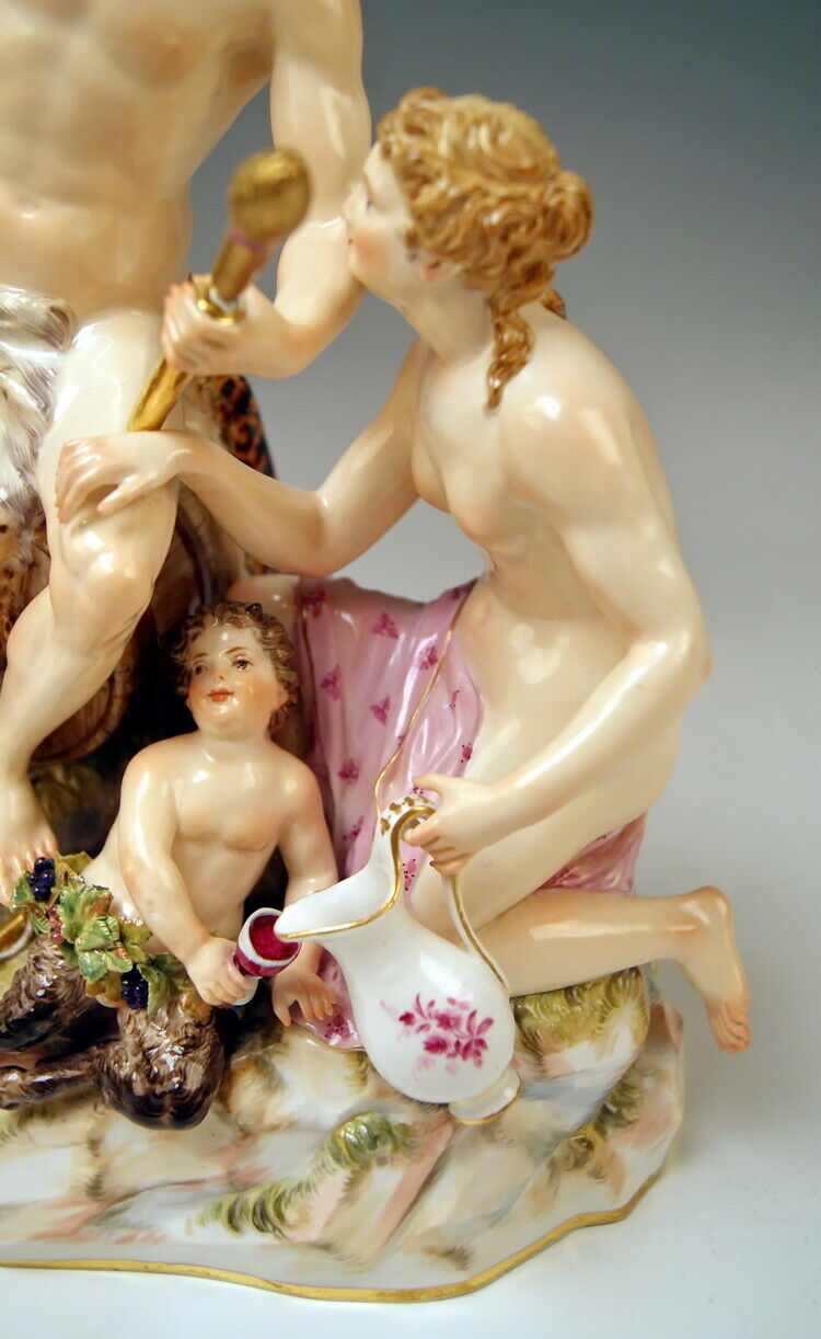 マイセン MEISSEN 邁森 GRUPPE BACCHUS NYMPHE GEFLÜGELTER PUTTO SATYR NR: C35X UM 1860