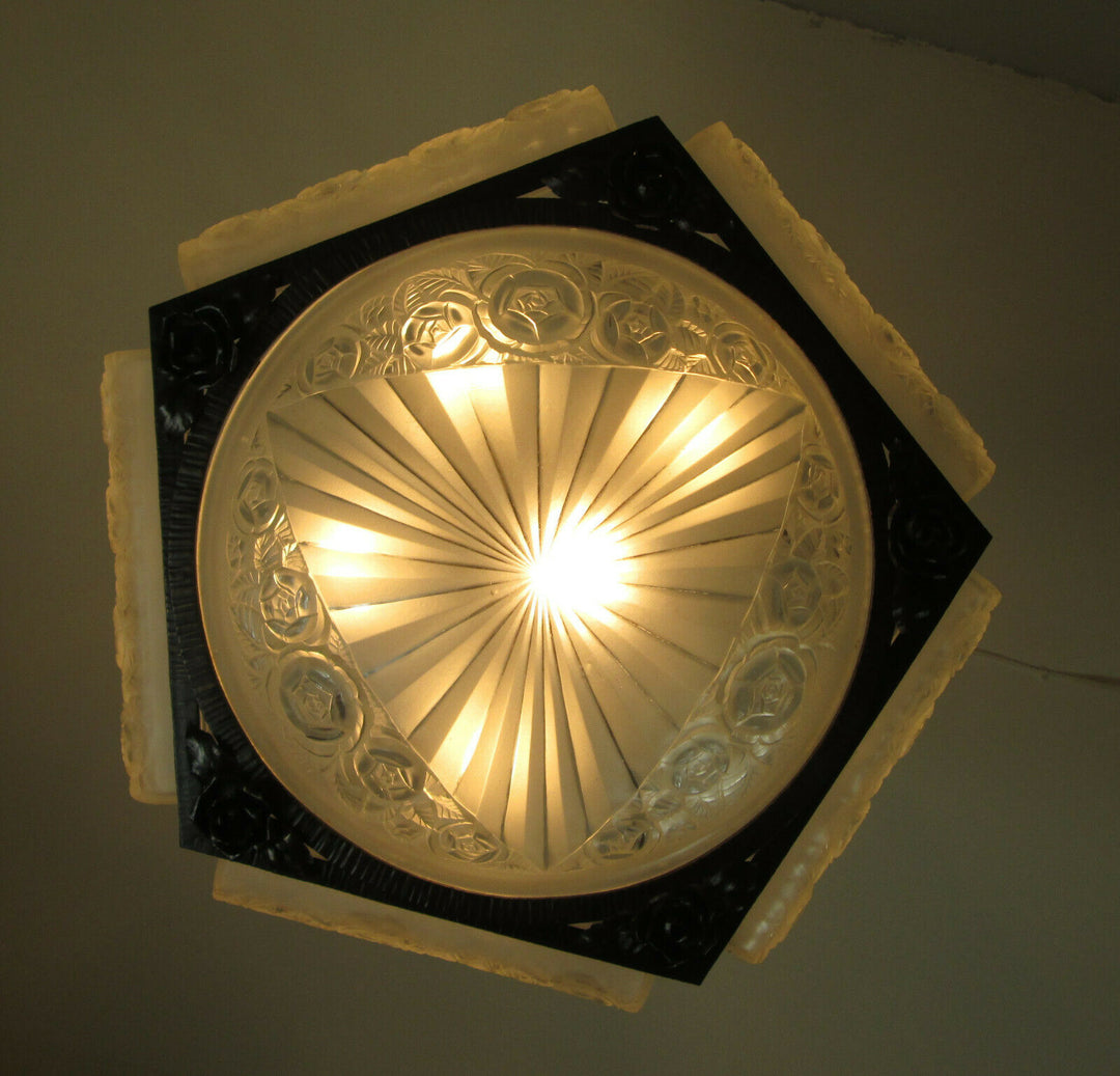 STUNNING FRENCH ART DECO CHANDELIER 1925 OF DAVID GUERON ( DEGUE )
