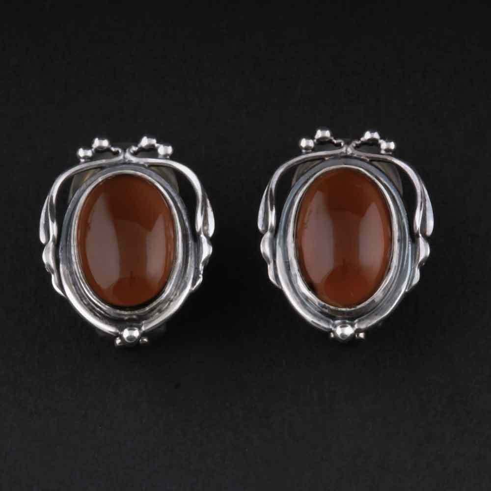 GEORG JENSEN Sterling Ear Clips Of The Year 2017 with Smokey Quartz. VERY RARE