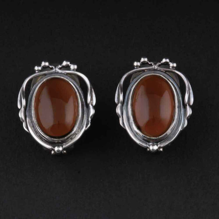 GEORG JENSEN Sterling Ear Clips Of The Year 2017 with Smokey Quartz. VERY RARE