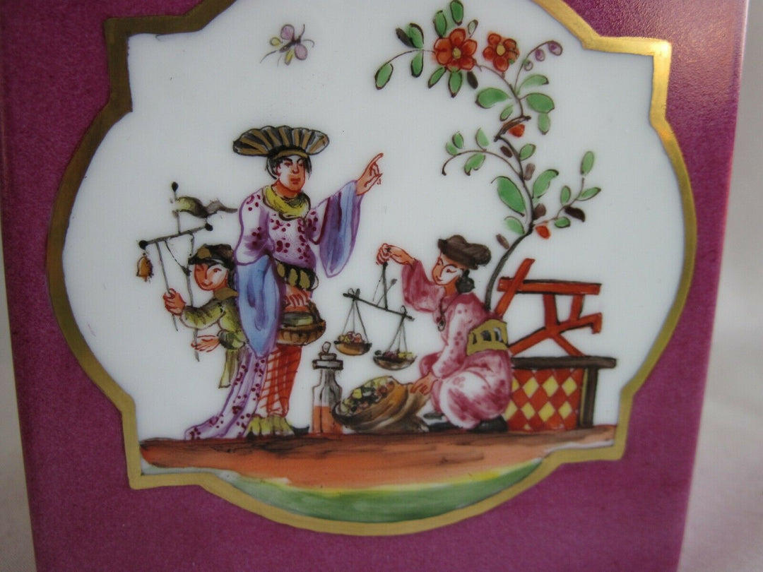 Schöne Meissen Teedose mit vielen Indischen Blumen und Chinoiserie