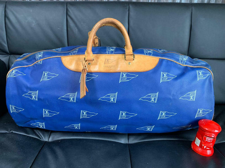 LOUIS VUITTON Sac Plein Air Long BAG CUP 1992 BLUE LEATHER VINTAGE Boston LV35