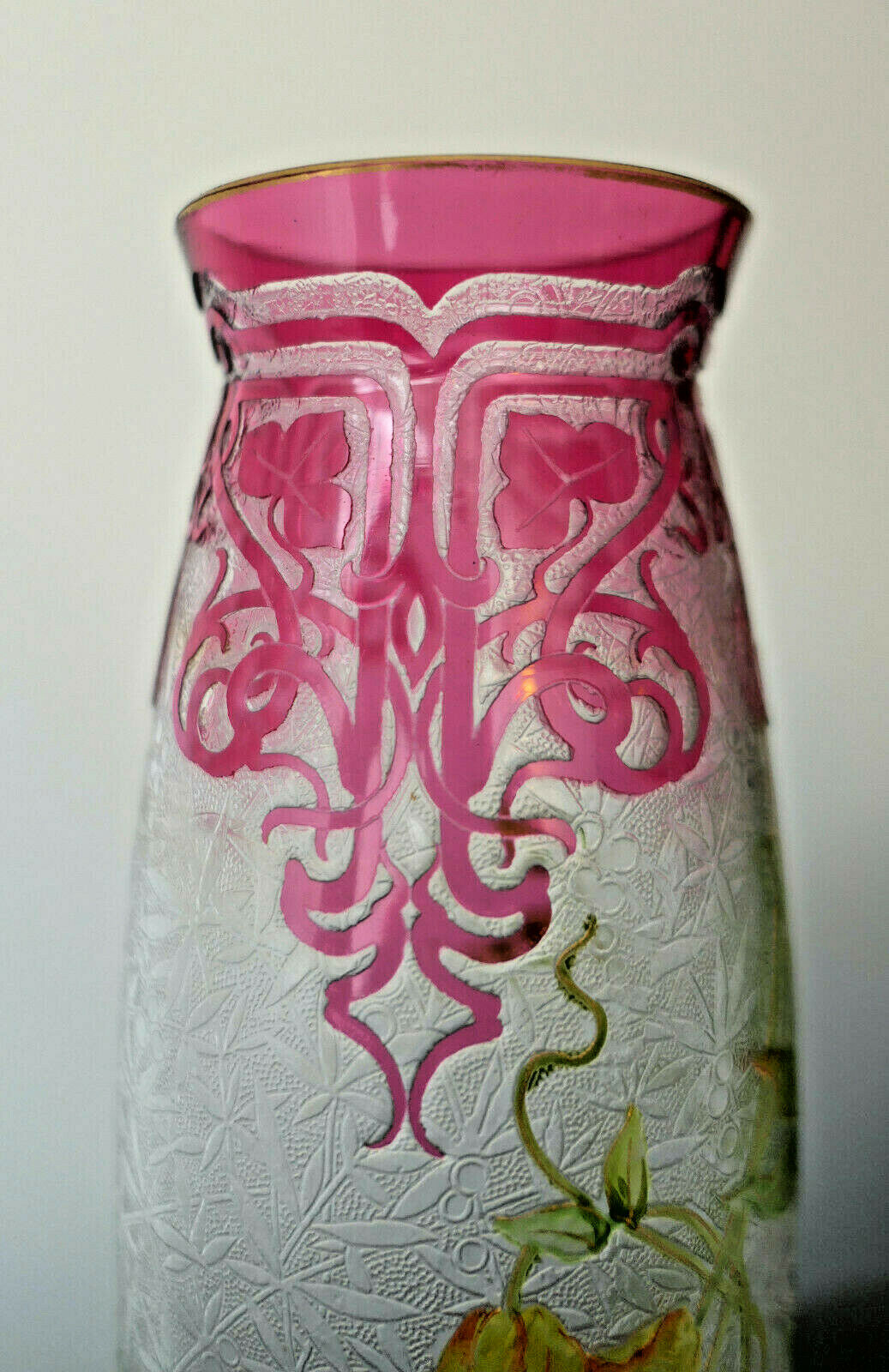 SUPERBE VASE BACCARAT DÉGAGÉ À L'ACIDE ÉPOQUE ART NOUVEAU 1900.