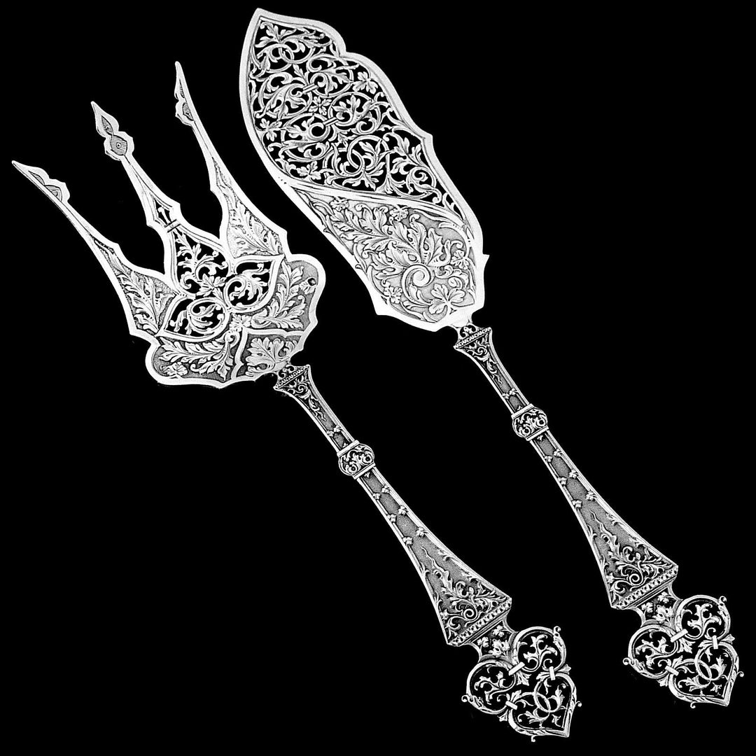 Puiforcat Masterpiece French Sterling Silver Fish Servers 2 Pc, Trilobé