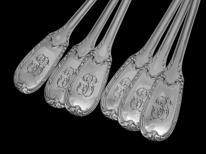 Puiforcat French Sterling Silver Dinner Flatware Set 12 pc Neoclassical