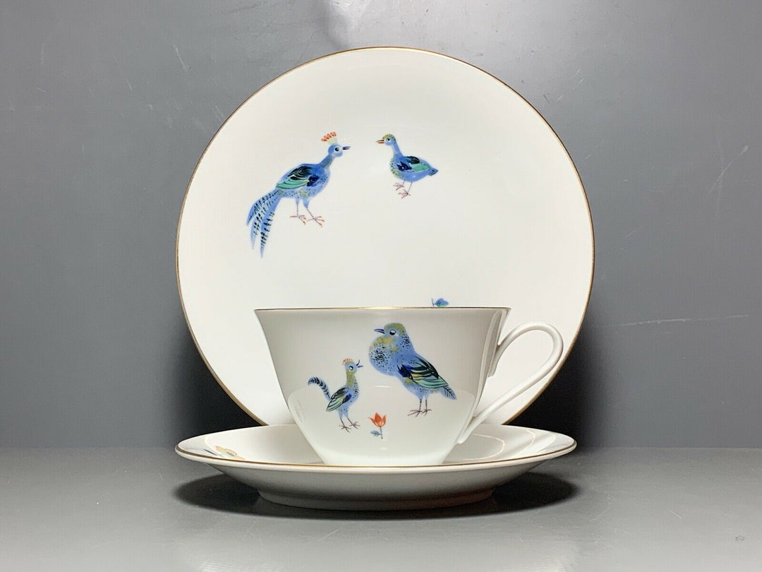 MEISSEN GEDECK 3-TLG TASSE UT TELLER TAUBEN PFAUE VÖGEL HEINZ WERNER 1.WAHL Nr.2