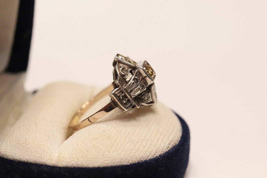 アンティーク オリジナル 14K ナチュラルダイヤモンドのヴィクトリアンナイトスタイルリング