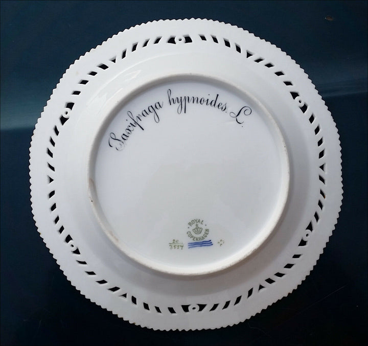 Royal Copenhagen Flora Danica vintage pierced hand-painted desert plate, 20/3554