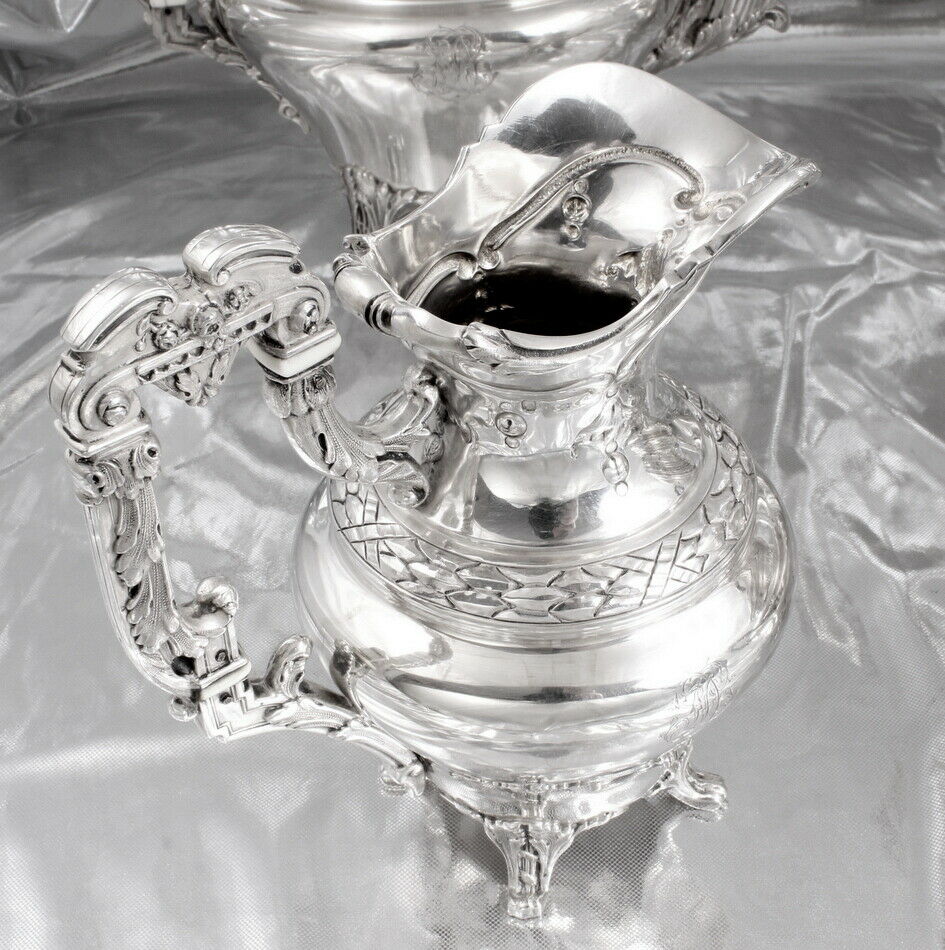 PUIFORCAT - EXCEPTIONNEL SERVICE A THE ET CAFE - ARGENT MASSIF MINERVE 2,6 kg