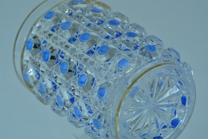 Gobelet verre de service cristal Baccarat Diamants Pierreries doublé bleu / or