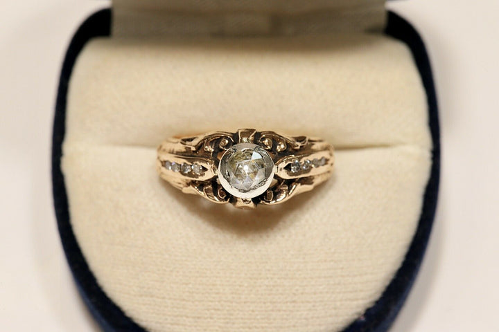 アンティーク ヴィクトリアン 14K ナチュラルローズカットダイヤモンドとダイヤモンドのリング