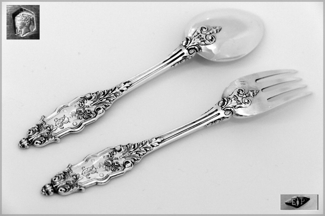Puiforcat Fabulous French Sterling Silver Flatware Set 12 Pc Acanthus