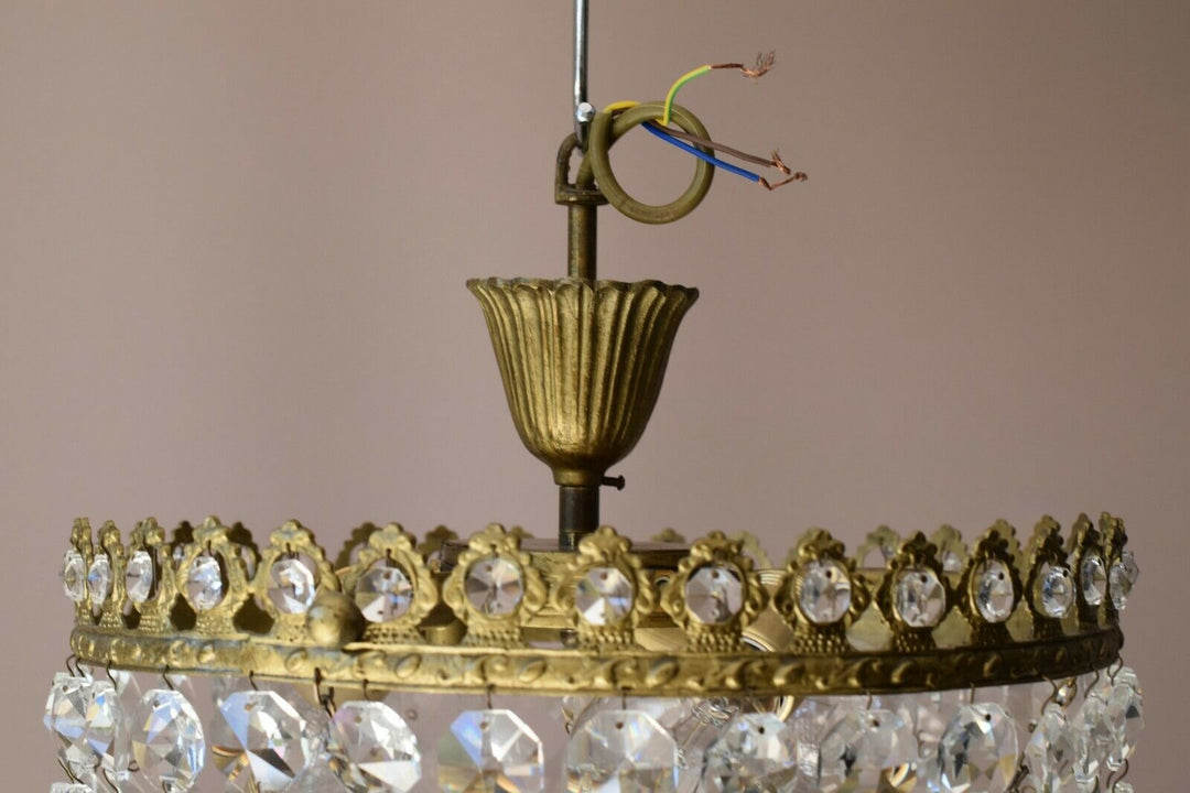 Purse Antique Flush lamp / Vintage Crystal Chandelier, Home Lighting Brass LAMP