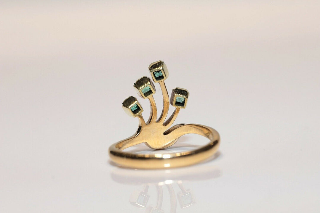 オリジナル 18K ナチュラルダイヤモンドとエメラルドのロシアンリング