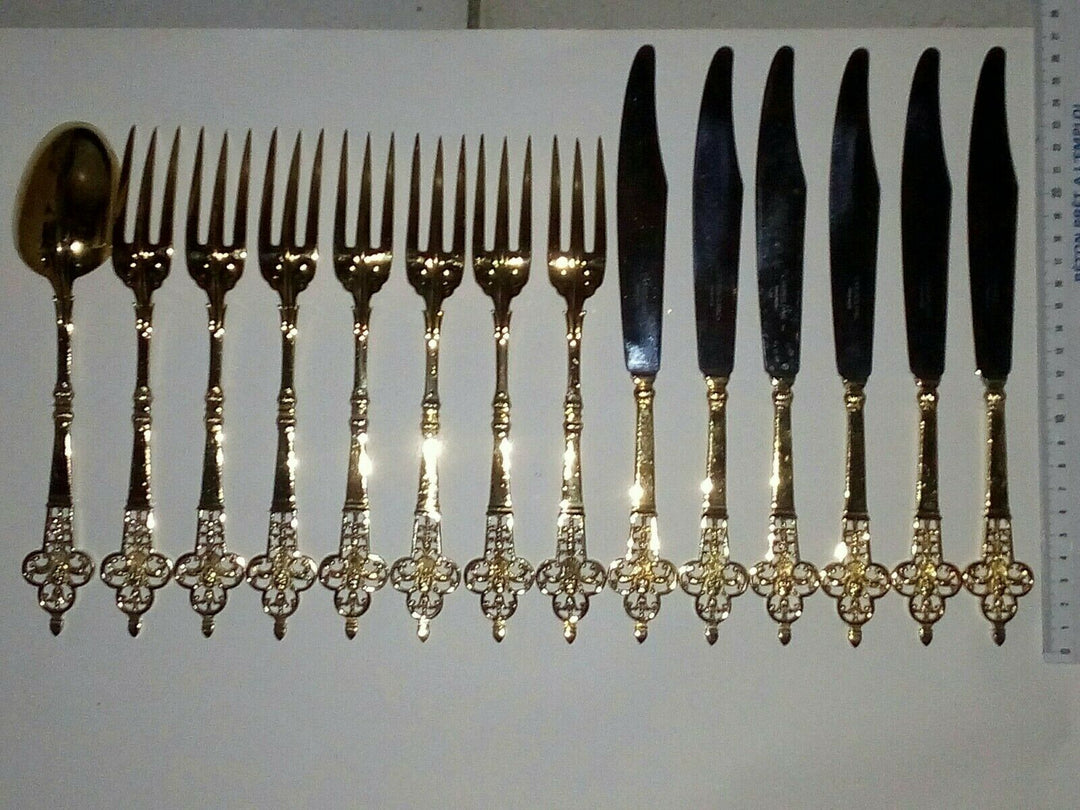 Couteau de table RENAISSANCE argent massif or vermeil CHRISTOFLE CARDEILHAC 1