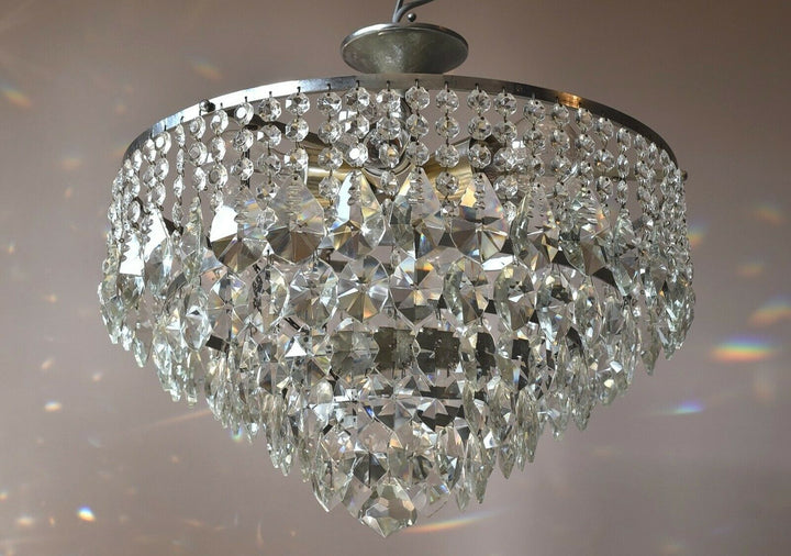 Silver Flush Crystal Crystal Chandelier, Ceiling Antique Vintage Lighting lamp