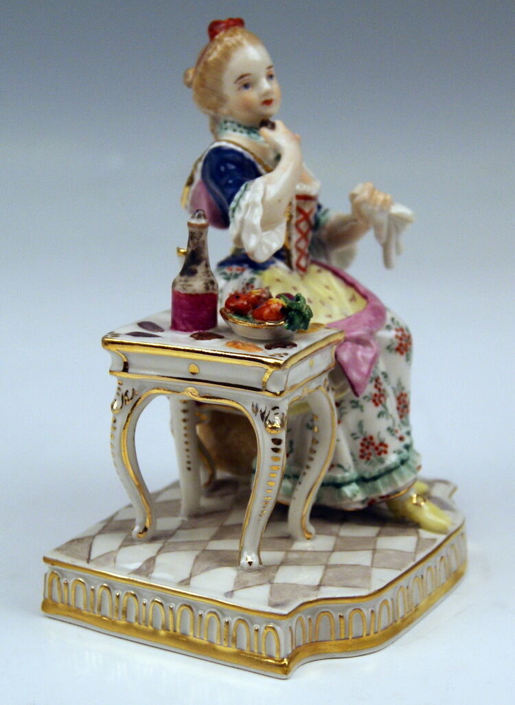 邁森 MEISSEN マイセン FIGUR FÜNF SINNE DER GESCHMACK DAME AM TISCH THE TASTE MNR: E2