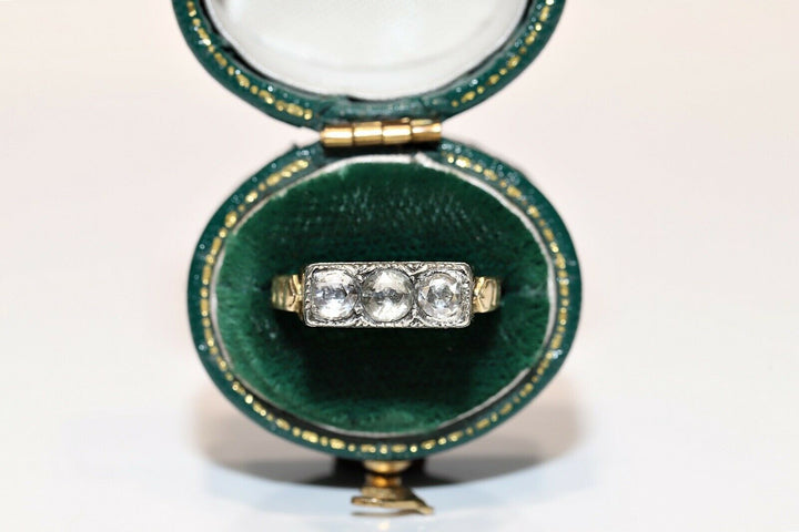 アンティーク 14K ナチュラルローズカットダイヤモンドのヴィクトリアンリング