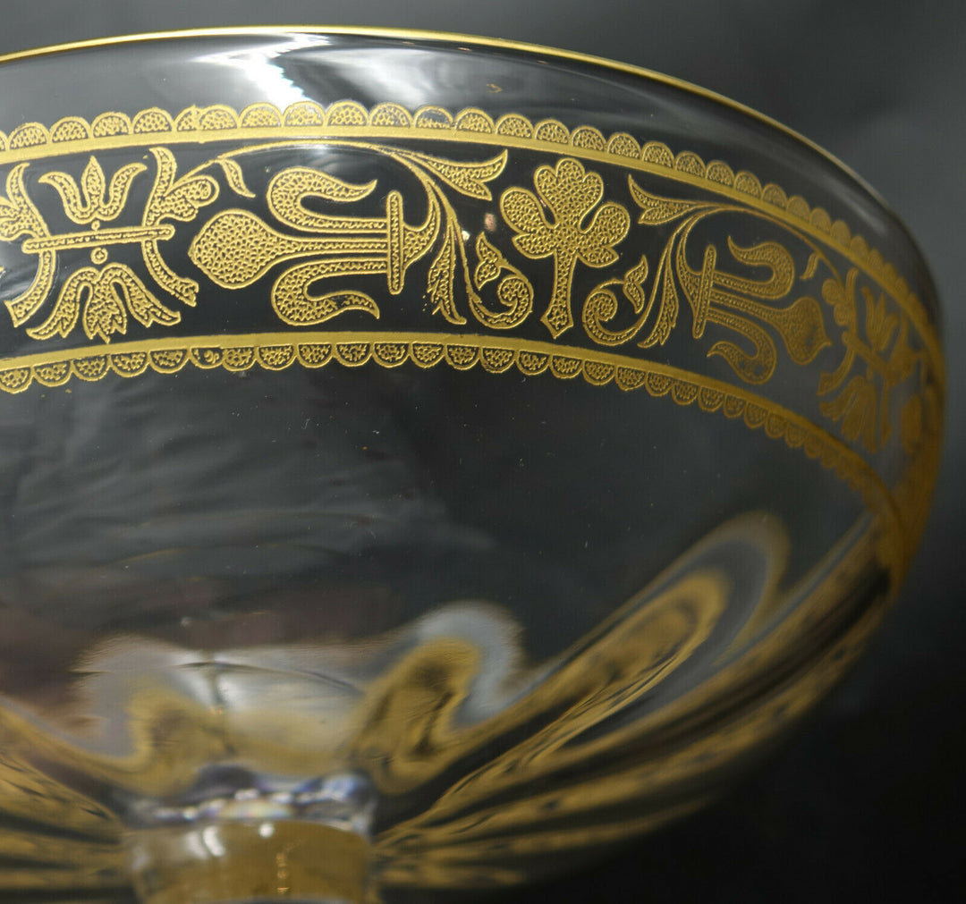 French Baccarat Crystal Fruit Stand Centerpiece Gold Encrusted Fleur De Lys 1907